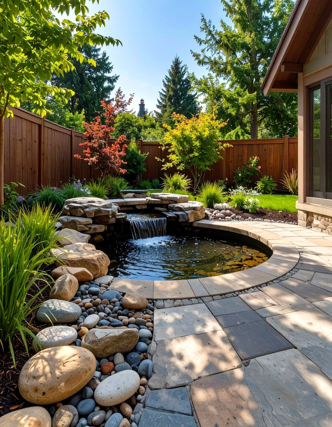 Paver Patio with a Small Water Feature - 30 simple paver patio ideas