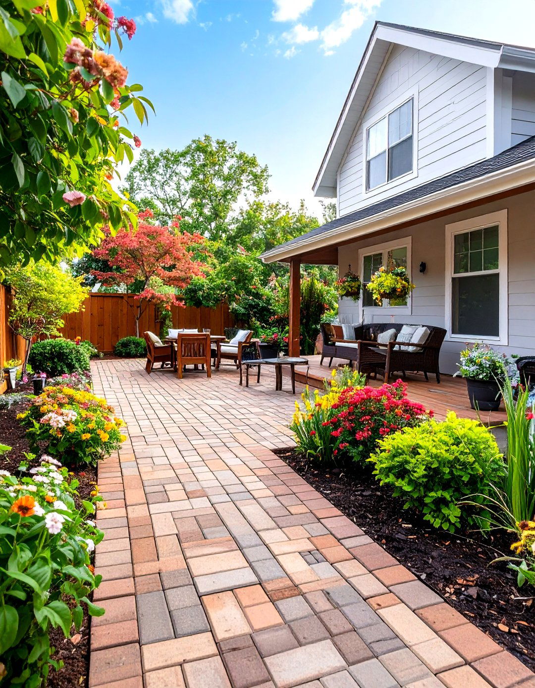 Paver Walkway as a Patio Extension - 30 paver patio ideas on a budget