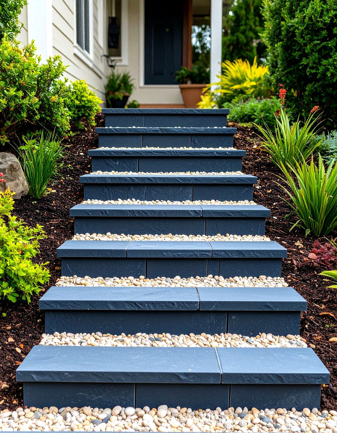 Paver and Pea Gravel Outdoor Steps - 30 outdoor steps ideas