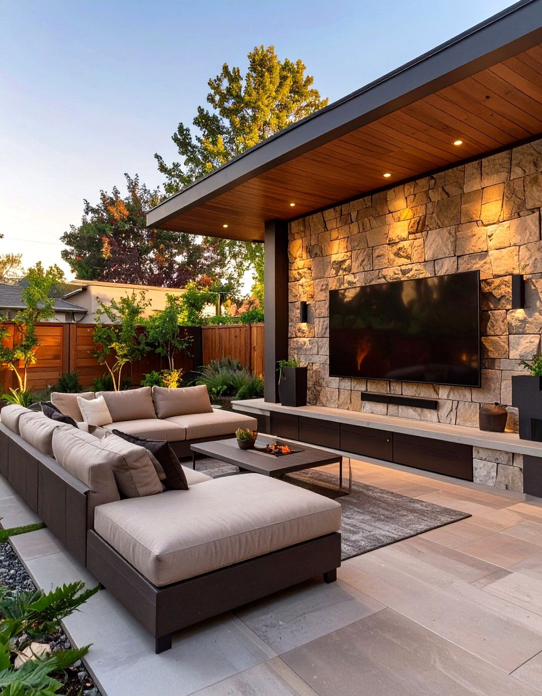 Pavilion with an Outdoor TV - 30 outdoor pavilion ideas