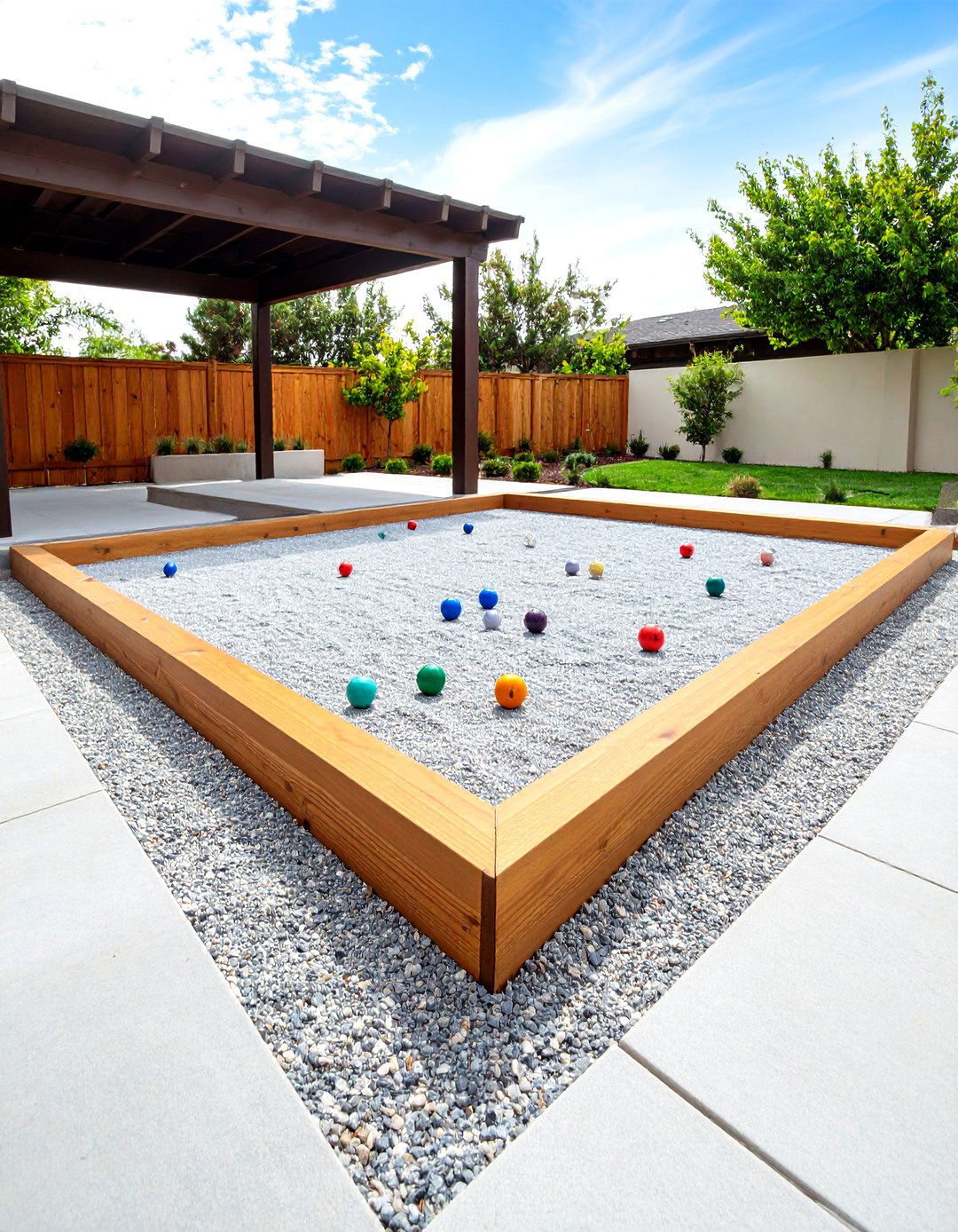 Pea Gravel Bocce Ball Court - 30 pea gravel landscaping ideas