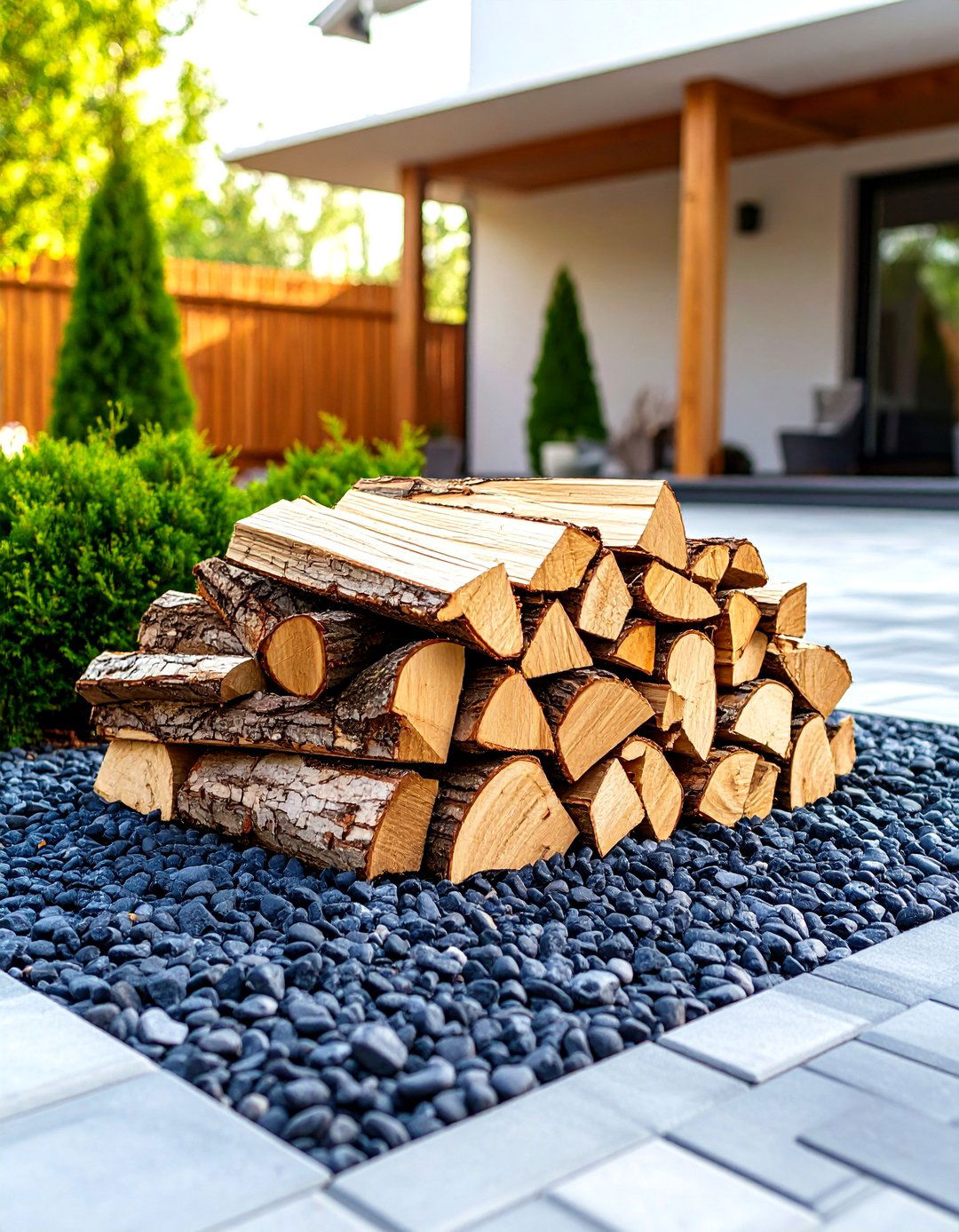 Pea Gravel Firewood Storage Pad - 30 pea gravel landscaping ideas