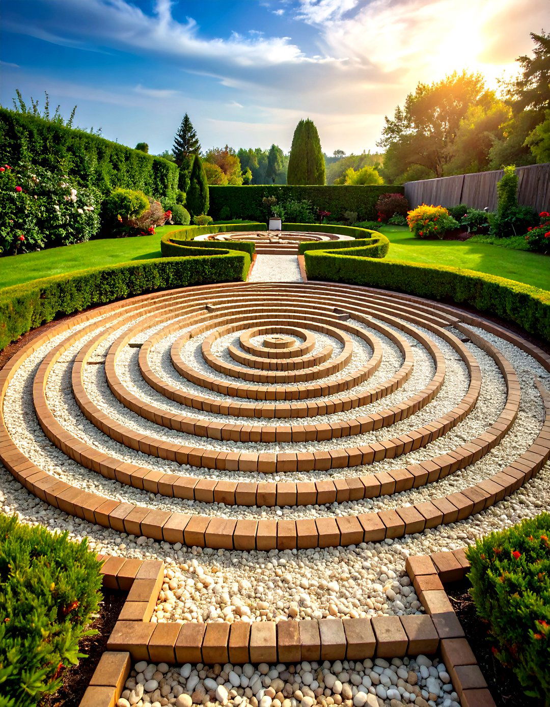 Pea Gravel Labyrinth for Meditation - 30 pea gravel landscaping ideas