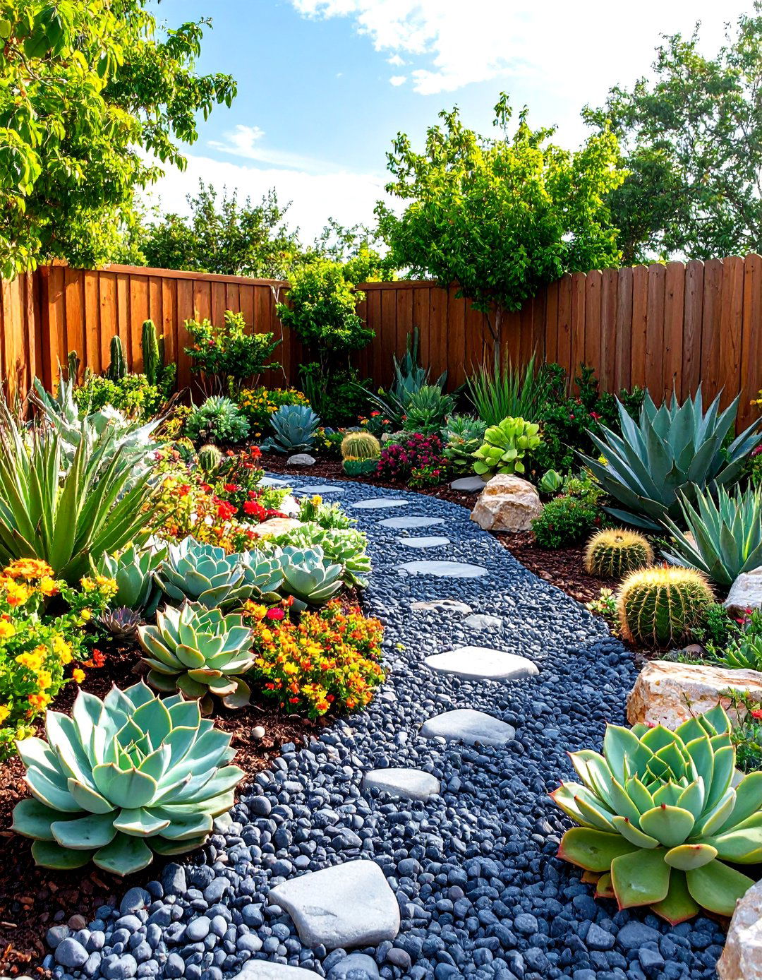 Pea Gravel Mulch in Garden Beds - 30 pea gravel landscaping ideas