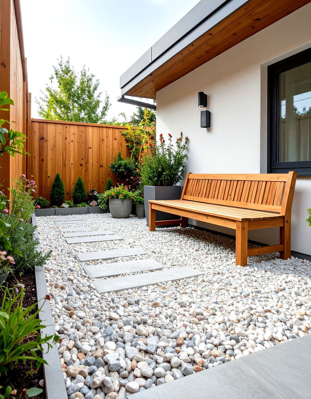 Pea Gravel Patio in a Side Yard - 30 pea gravel patio ideas