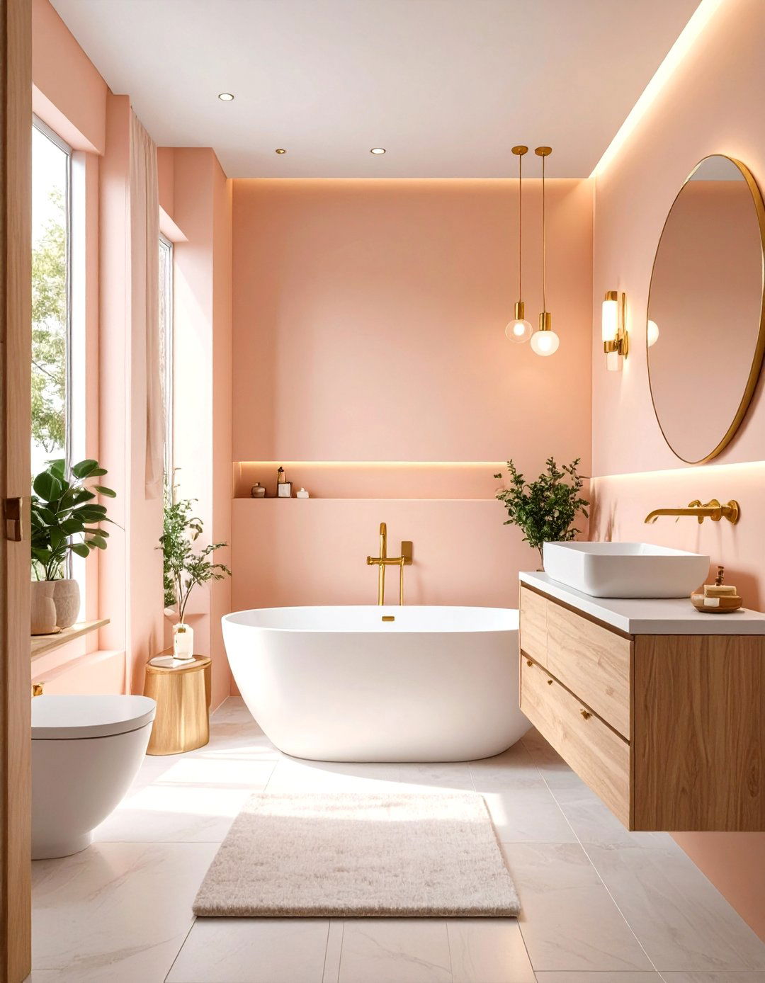 Peach Fuzz Bathroom for a Gentle Glow - 30 bathroom painting ideas photos