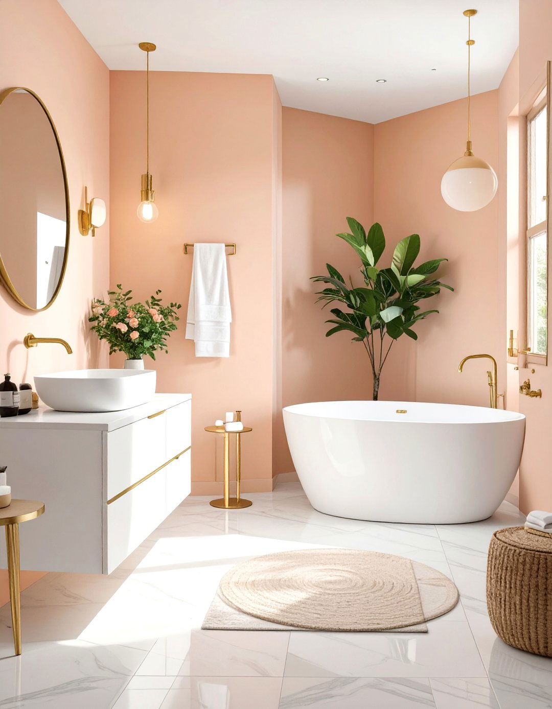Peach Fuzz Bathroom - 30 bathroom wall paint ideas