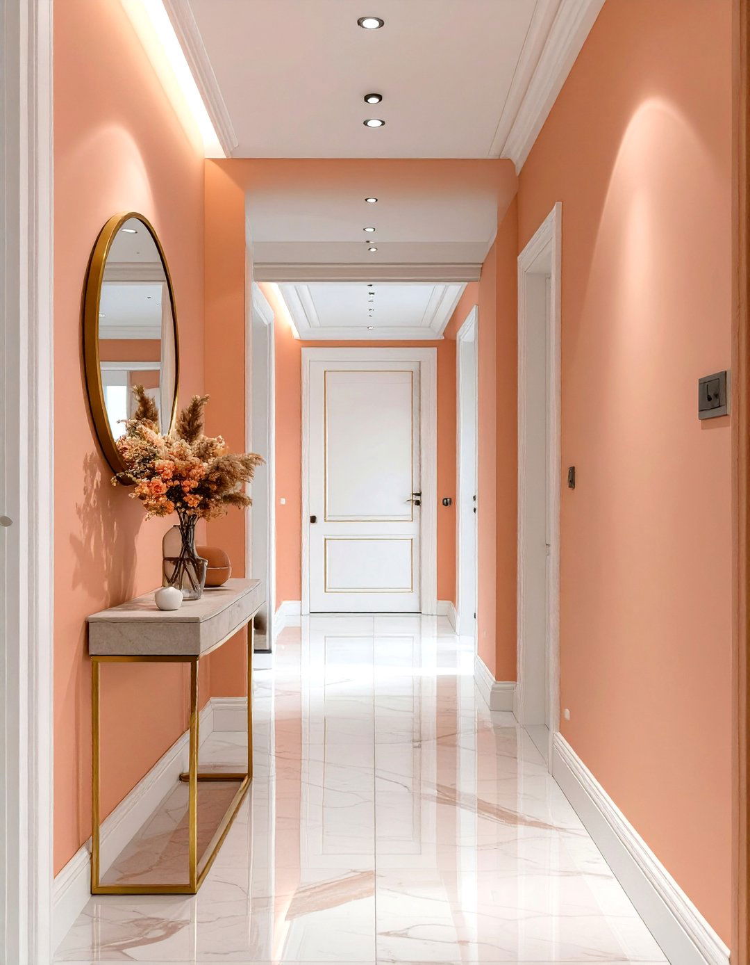 Peach Fuzz Hallway - 30 hallway paint ideas