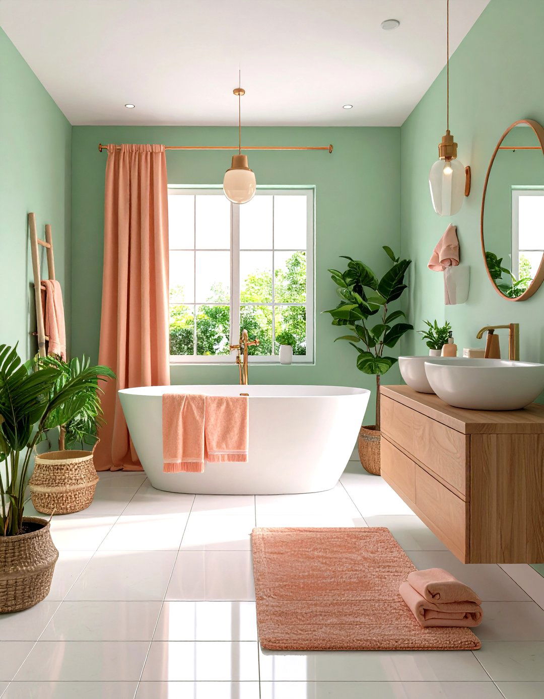 Peach and Mint Green - 30 interior design color palette ideas