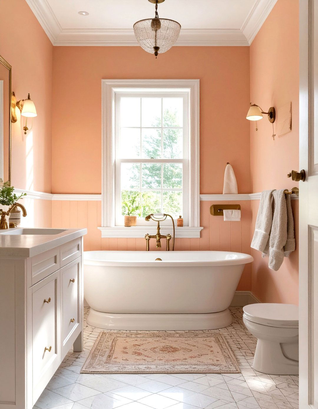 Peach for a Cheerful Vintage Inspired Glow - 30 small bathroom bathroom color ideas