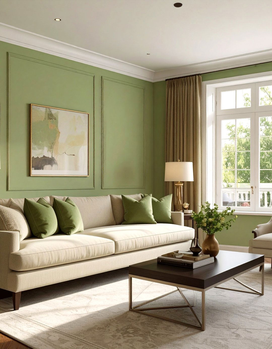 Pear Green Transitional Living Room - 30 green living room ideas