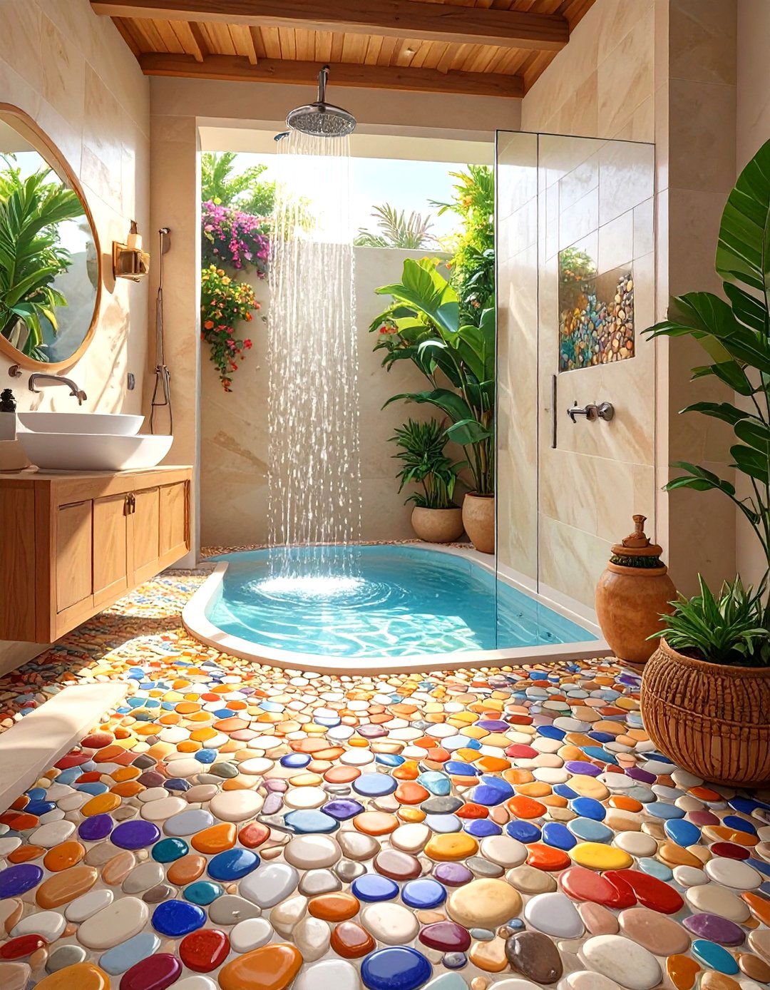 Pebble Mosaic Shower Floor Tiles - 30 shower bathroom tile ideas