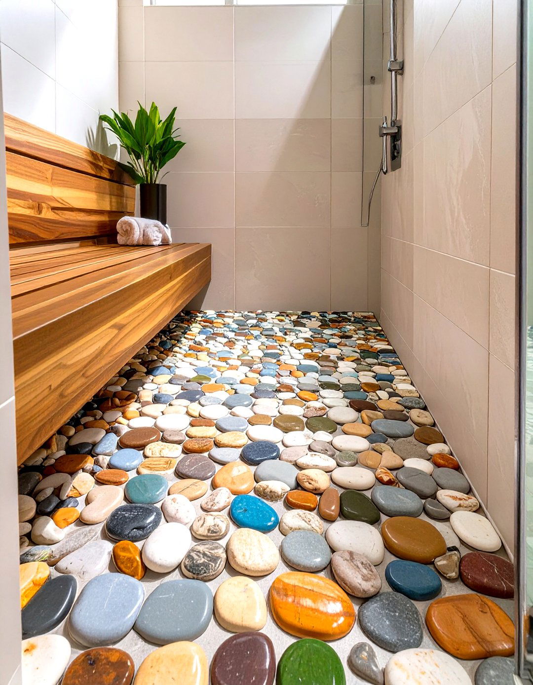 Pebble Mosaic Shower Floor - 30 tile ideas for bathroom