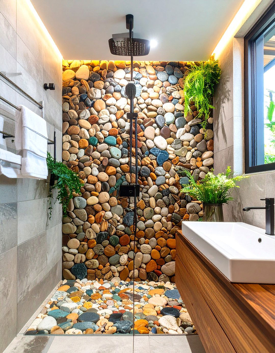 Pebble Mosaic Shower Wall Tile - 30 shower wall tile ideas