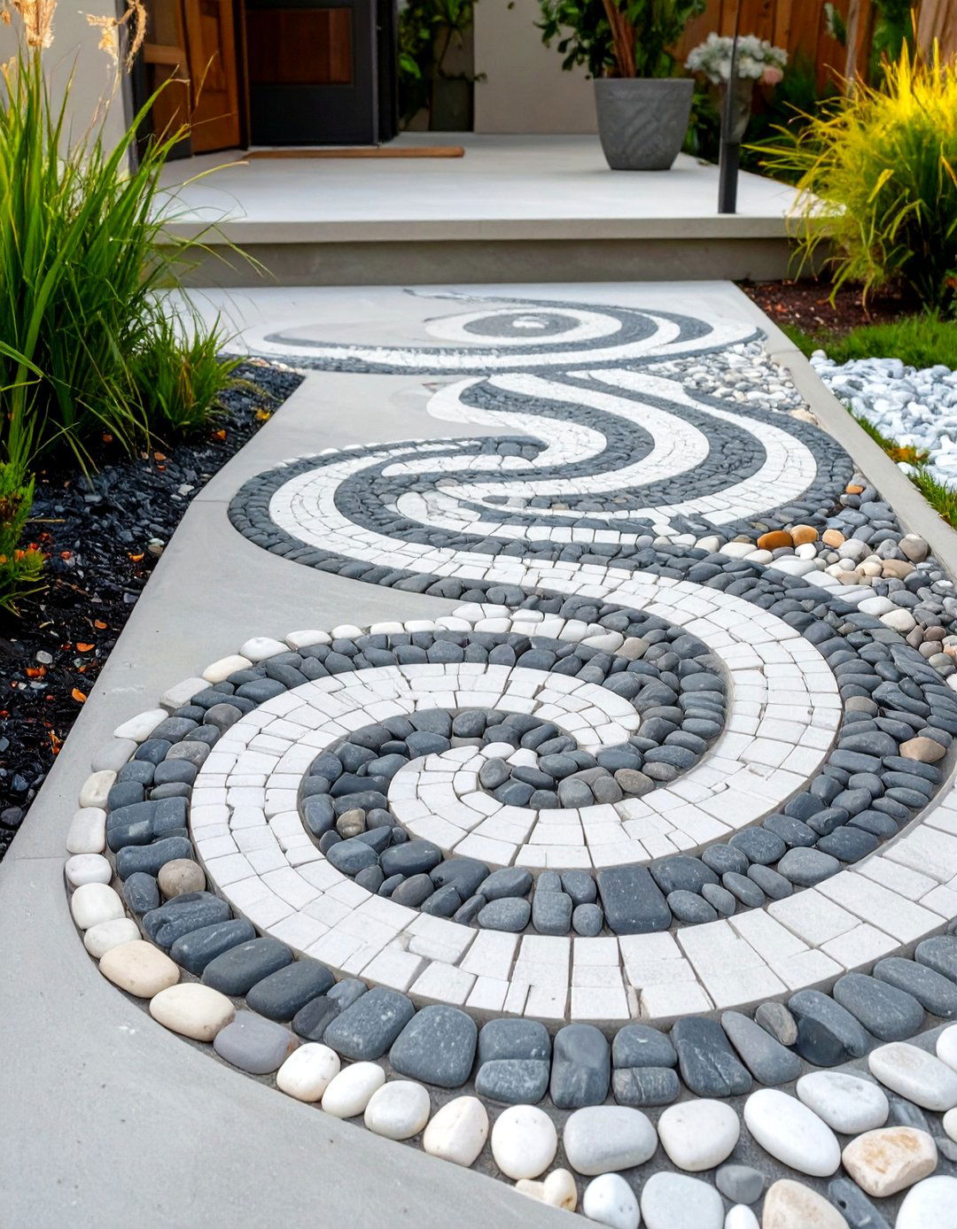 Pebble Mosaic Stepping Stones - 30 outdoor patio ideas on a budget