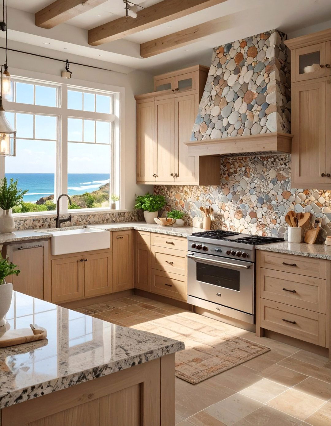 Pebble Mosaic Tile Backsplash - 30 backsplash ideas for fantasy brown granite countertops