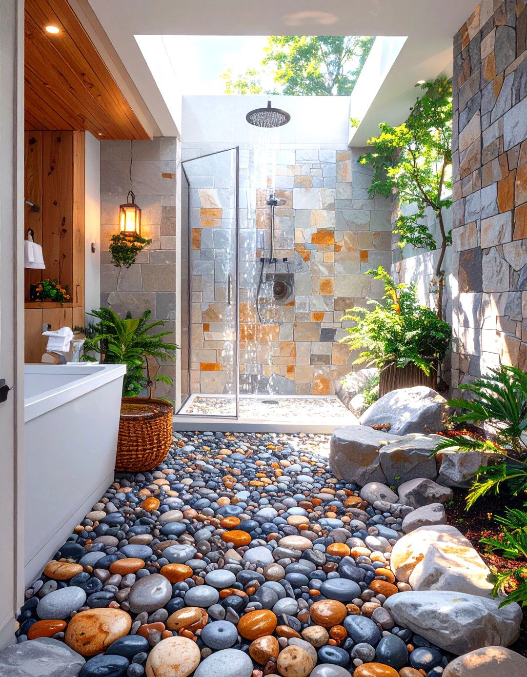 Pebble Tile Shower Floor - 30 small bathroom bathroom tile ideas