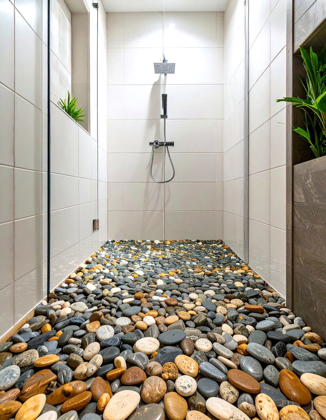Pebble Tile Shower Floor - 30 small bathroom floor tile ideas