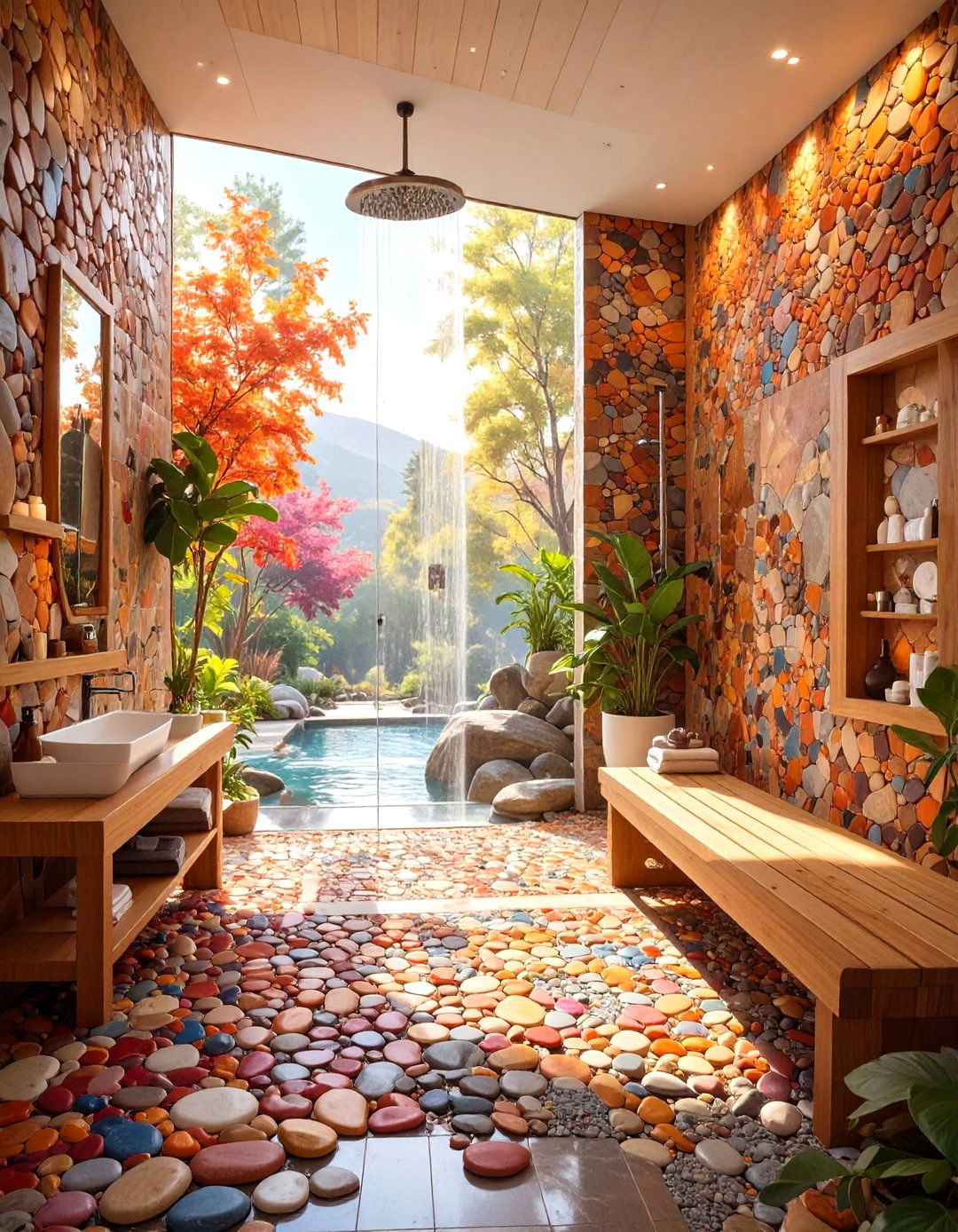 Pebble Tile Shower Surround - 30 shower surround ideas