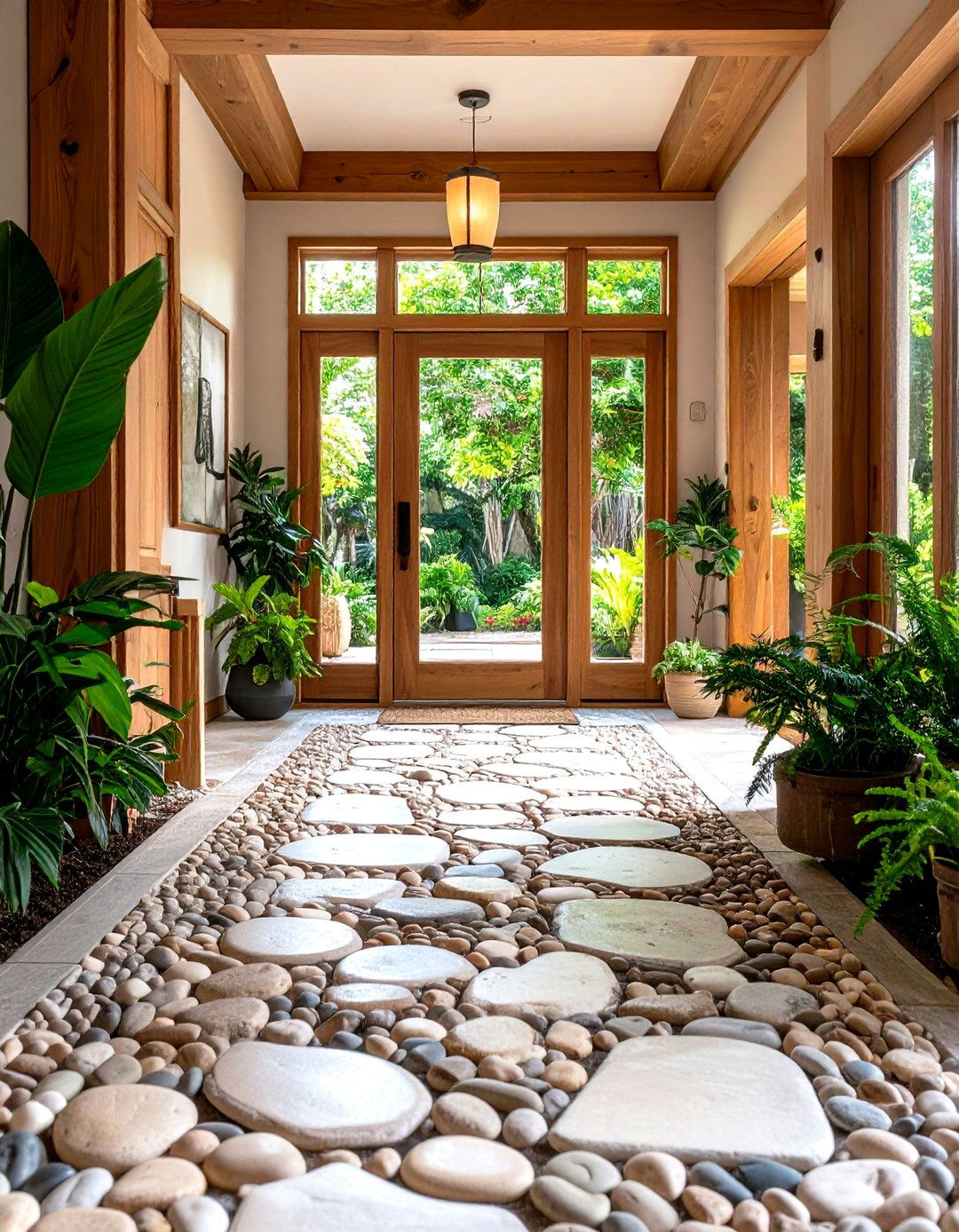 Pebblestone Mosaic Entryway Tile - 30 entryway tile ideas