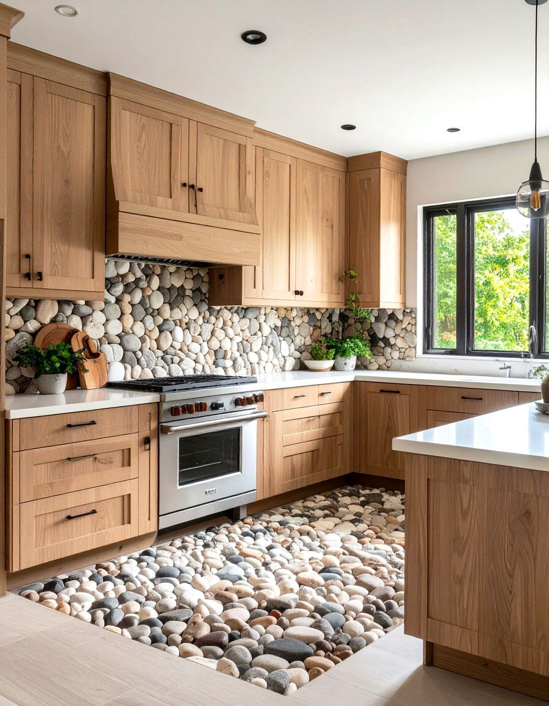 Pebblestone and River Rock Tiles - 30 kitchen backsplash ideas 2025