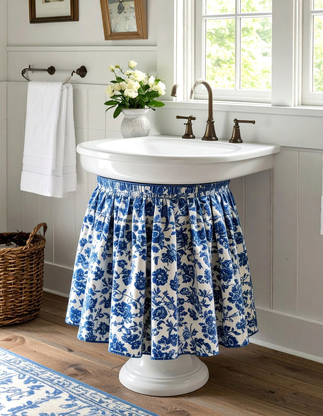 Pedestal Sink Skirt Bathroom - 30 bathroom organizer ideas