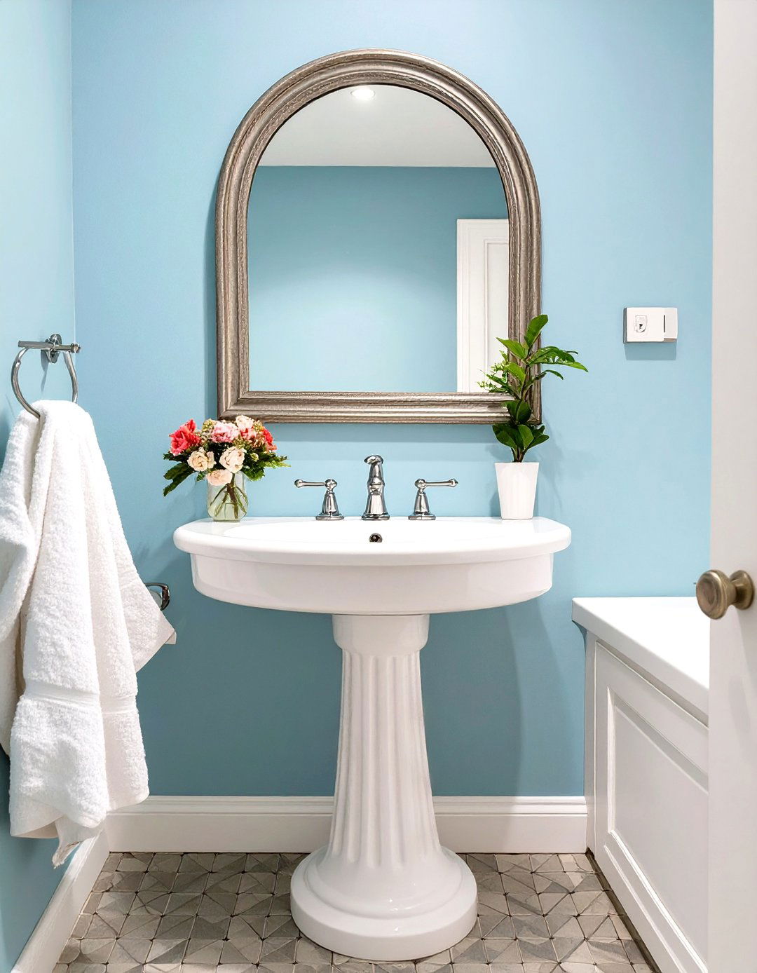 Pedestal Sink for a Classic Airy Feel - 30 small half bathroom ideas