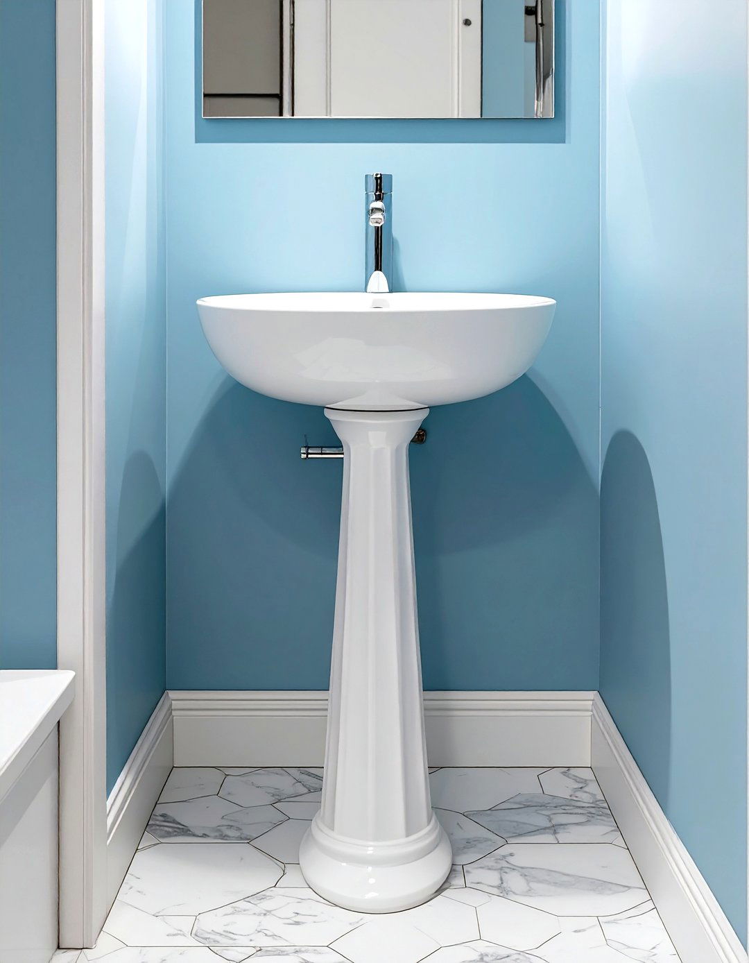 Pedestal Sink to Reduce Bulk - 30 small bathroom inspo ideas