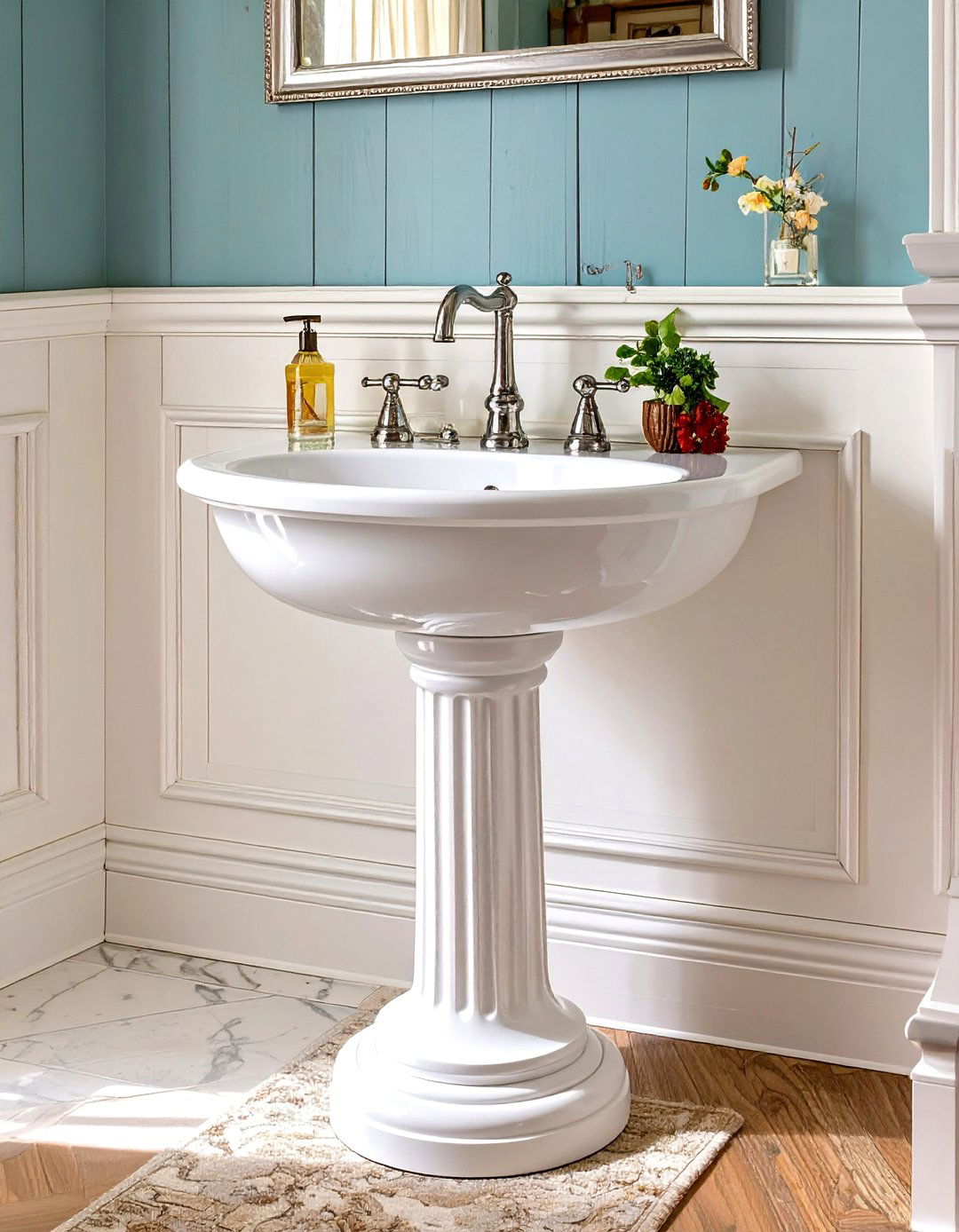 Pedestal Sinks in Bathrooms - 30 traditional interior design ideas