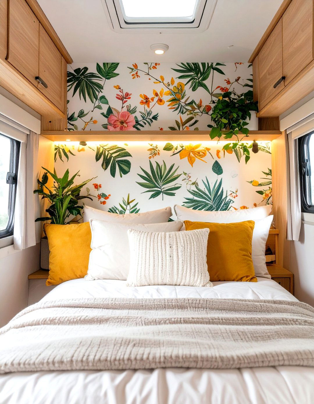 Peel and Stick Wallpaper Accent - 30 small rv bedroom ideas