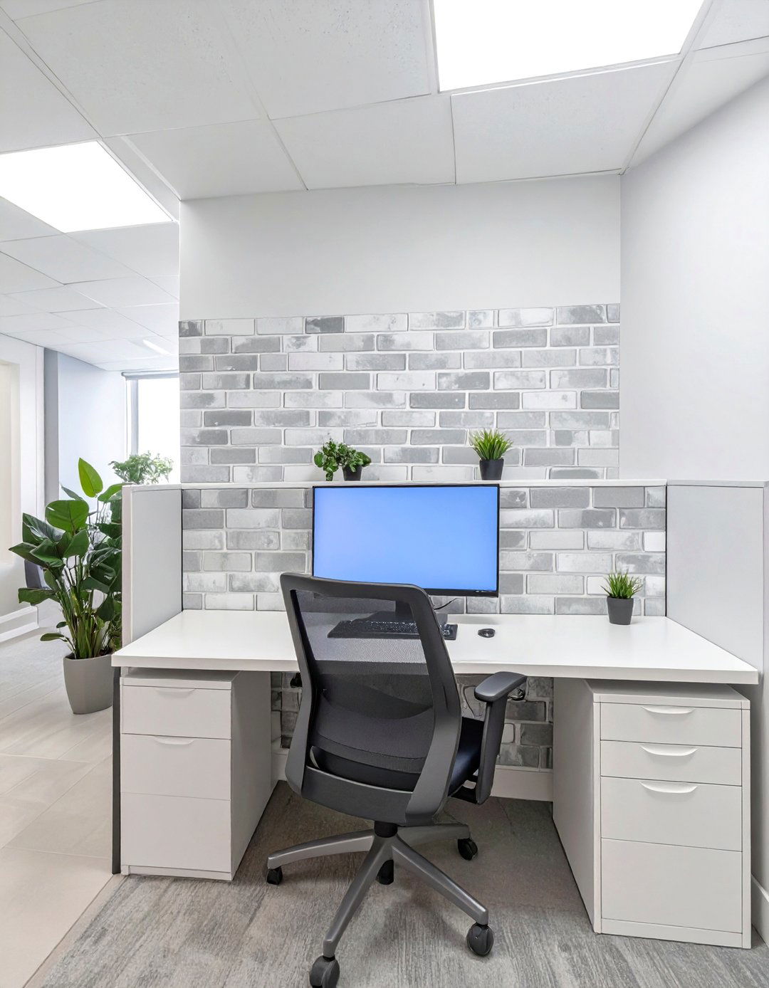 Peel and Stick Wallpaper Accents - 30 small office cubicle decoration ideas
