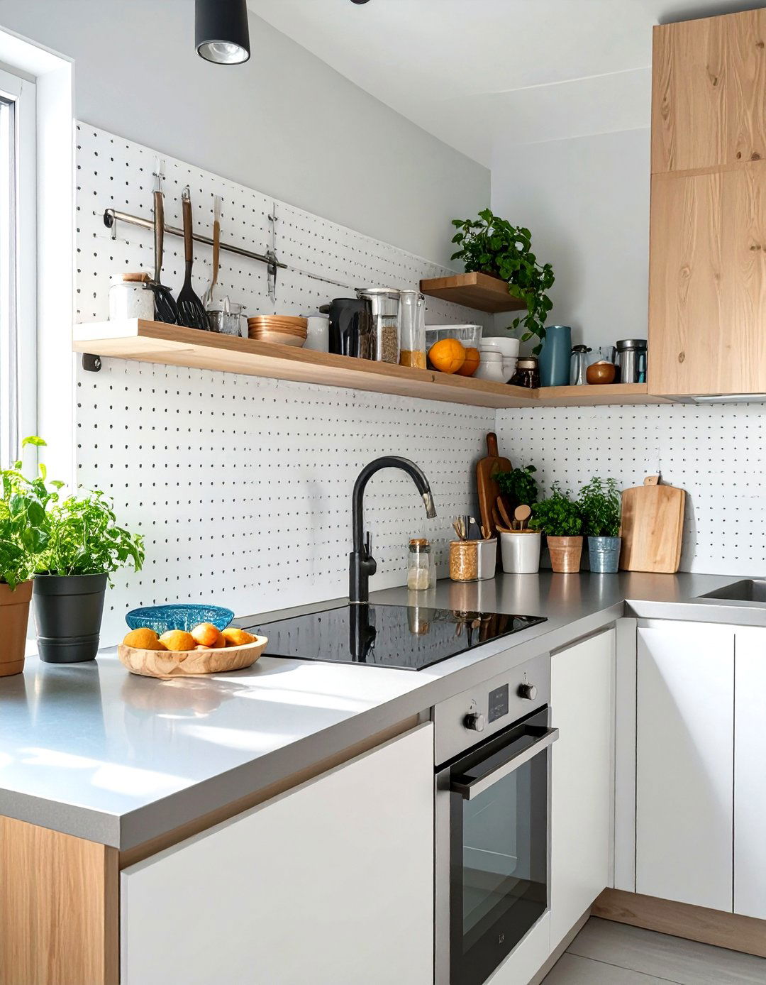 Pegboard Backsplash - 30 inexpensive backsplash ideas