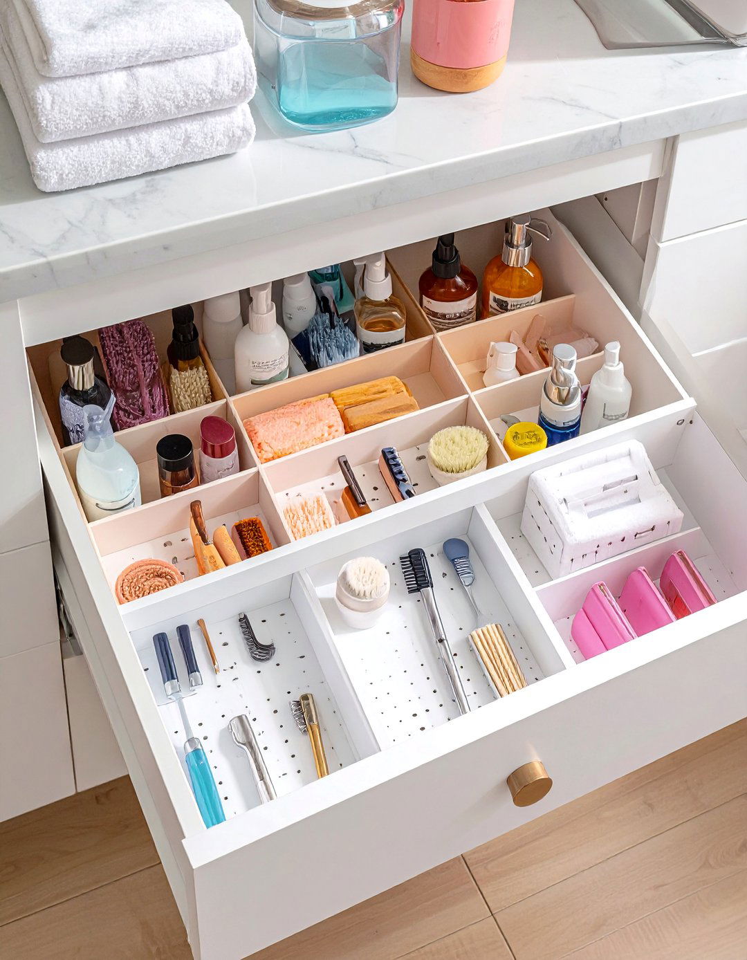 Pegboard Drawer Organizer System - 30 bathroom drawer organization ideas