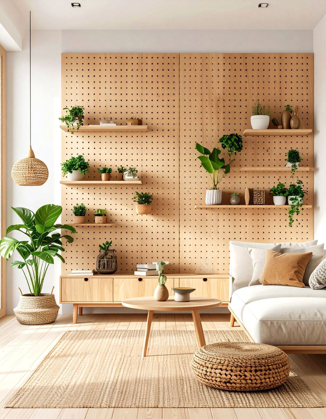 Pegboard Living Room Wall - 30 living room wall ideas