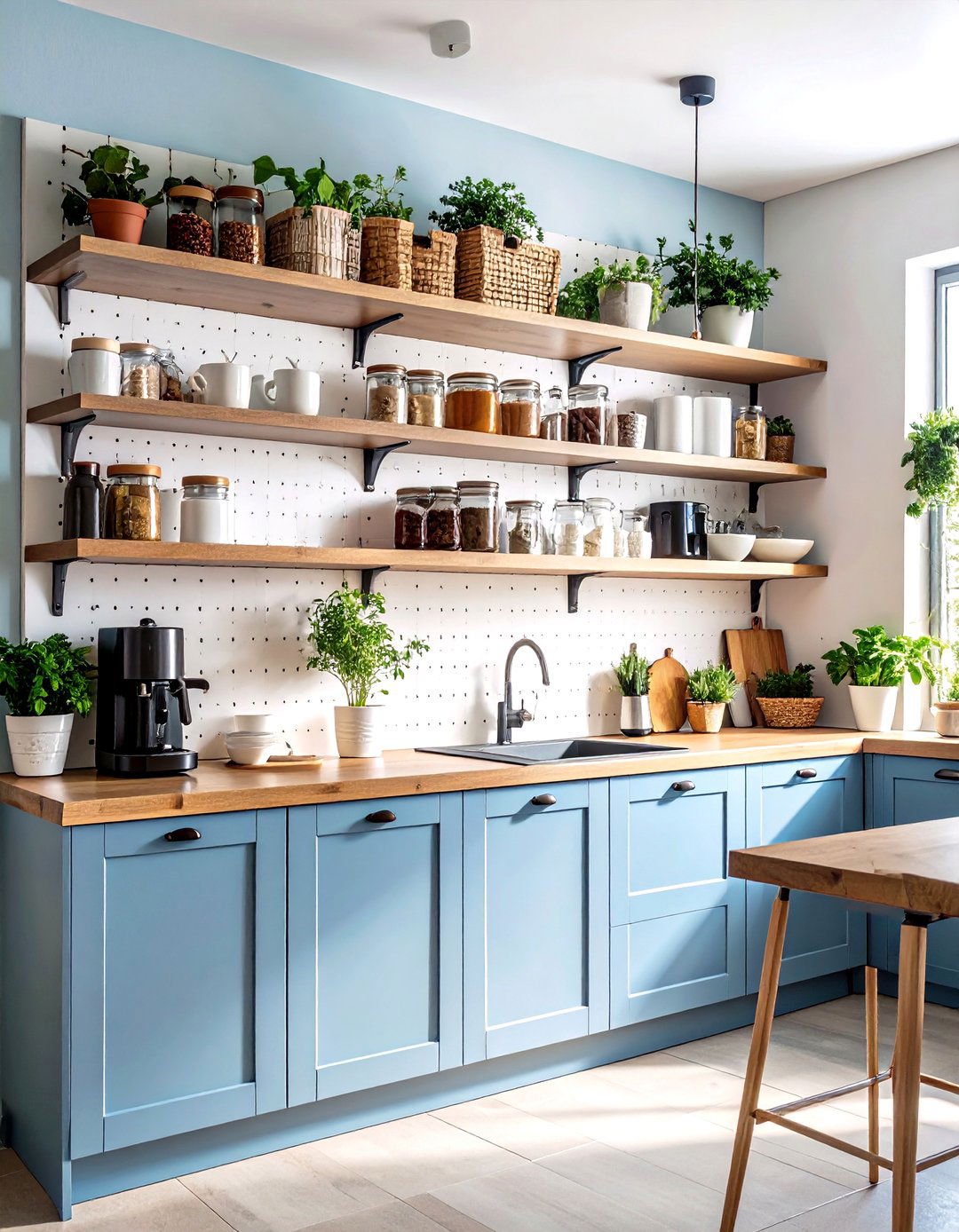 Pegboard Organizer Coffee Wall - 30 kitchen coffee bar ideas