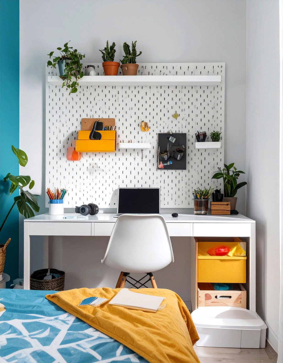 Pegboard Organizer Wall - 30 teenage bedroom ideas