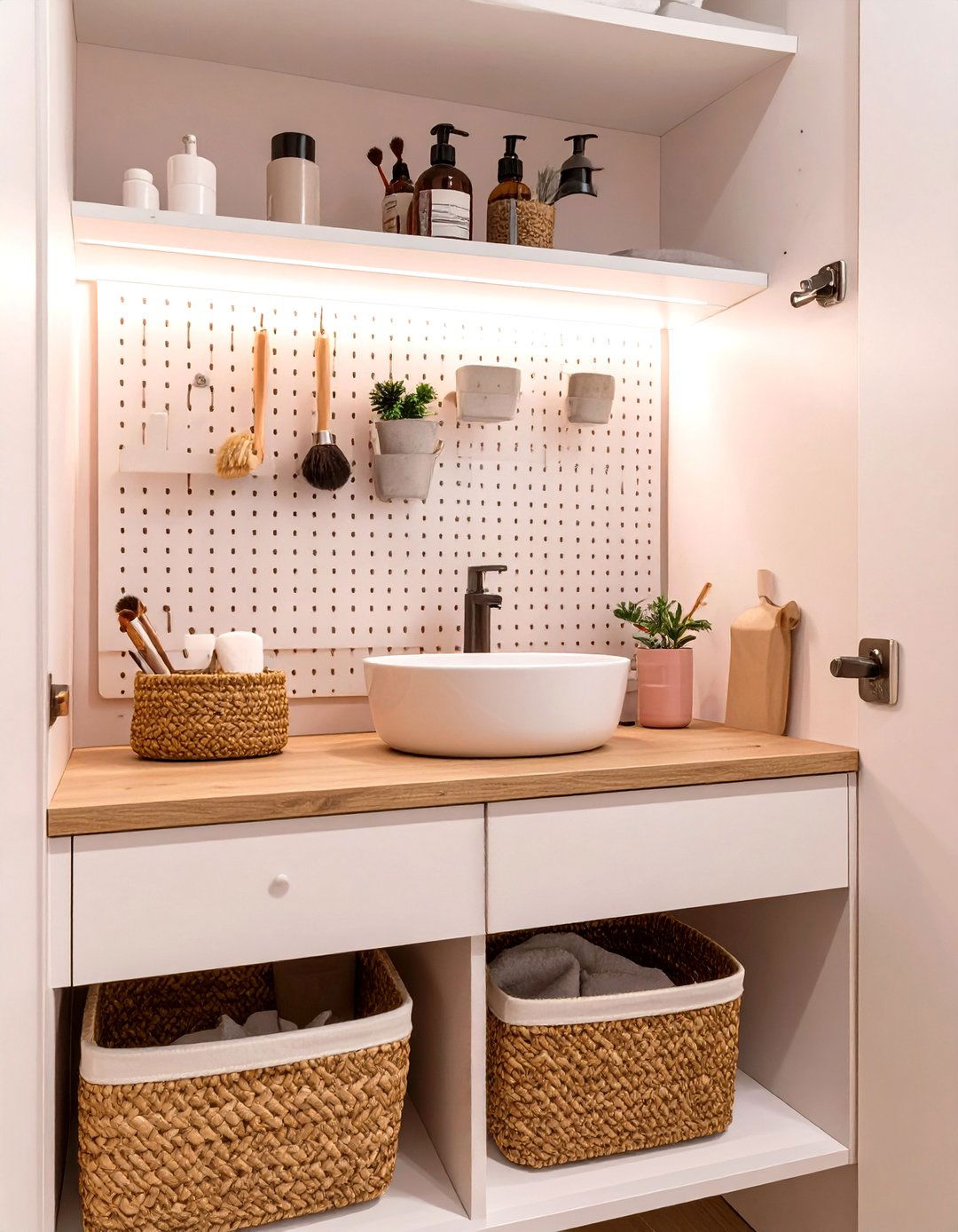 Pegboard Under Bathroom Sink Storage Organizer - 30 under bathroom sink storage ideas
