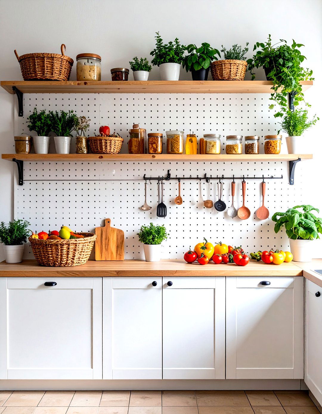 Pegboard Wall Kitchen Shelves - 30 kitchen shelves ideas