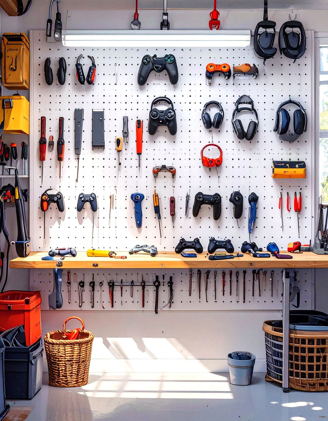 Pegboard Wall Organizer - 30 simple garage man cave ideas