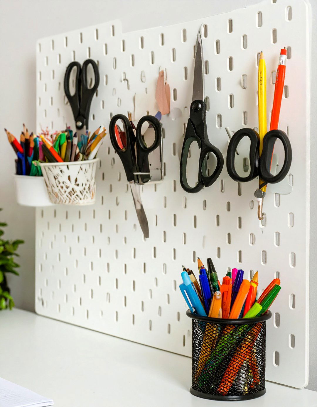 Pegboard Wall Organizer - 30 small office decor ideas