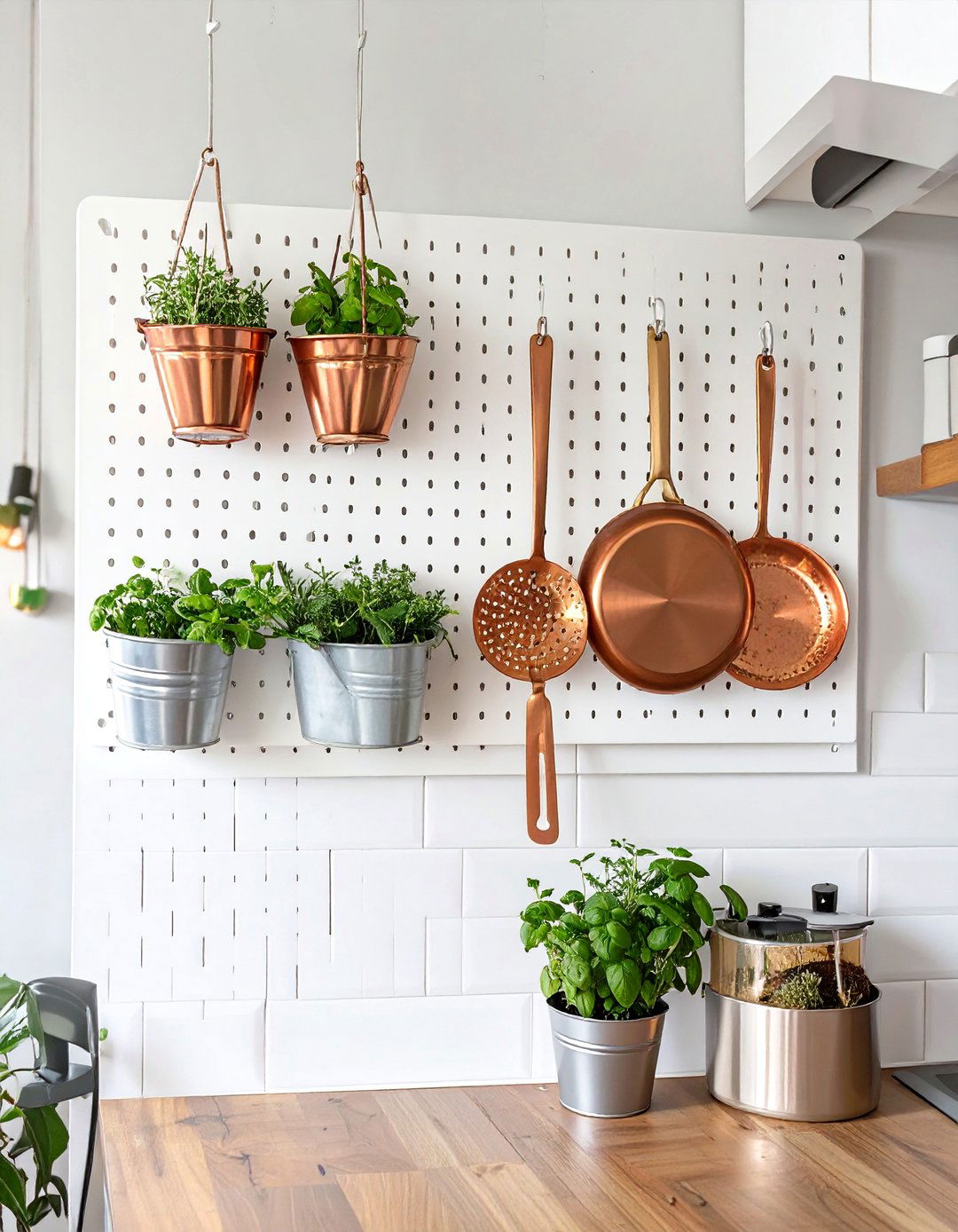 Pegboard Wall Organizer - 30 very small kitchen ideas
