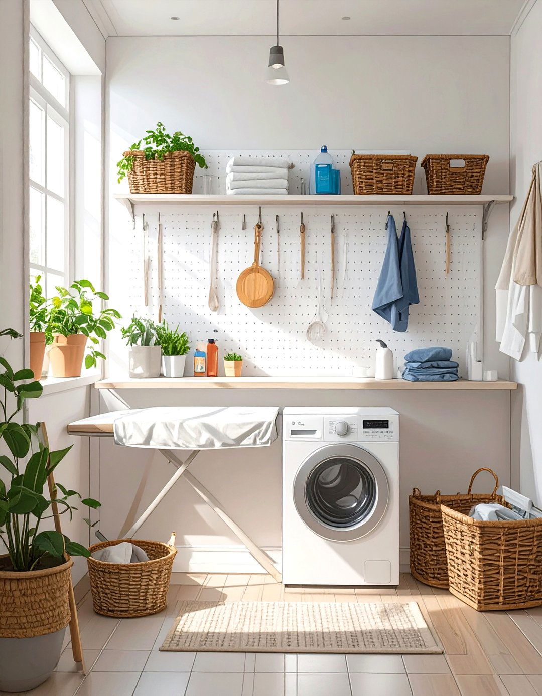 Pegboard Wall Organizer Laundry Room - 30 narrow laundry room ideas
