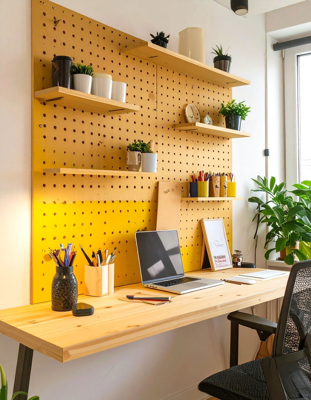 Pegboard Wall Organizer System - 30 small office interior design ideas