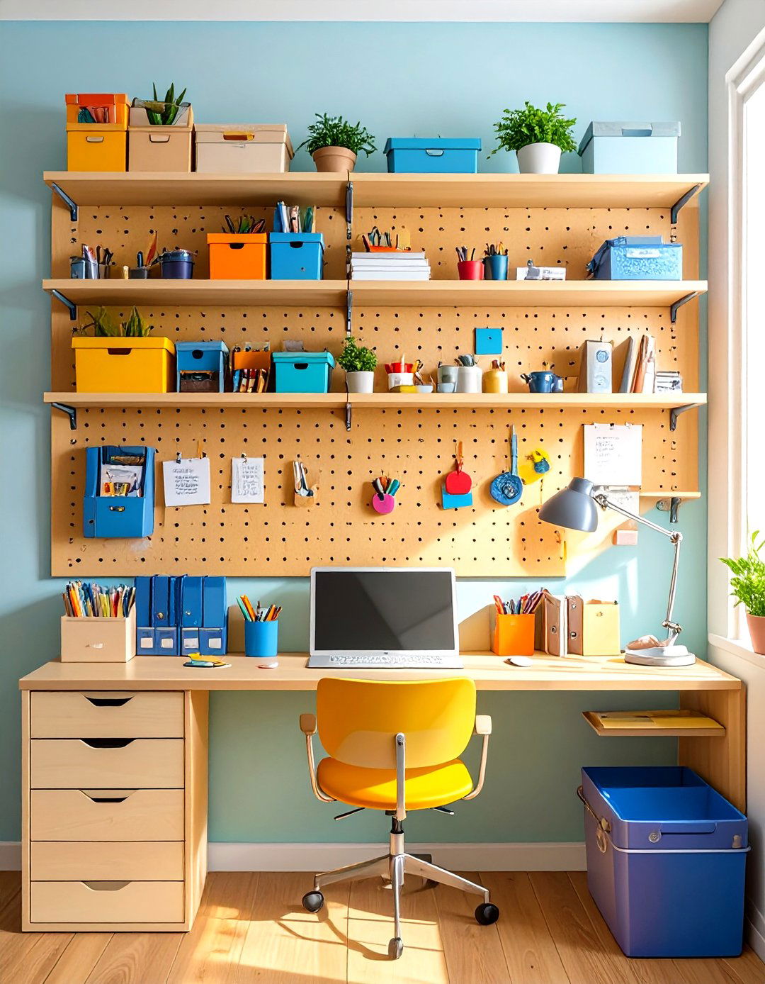 Pegboard Wall Organizer System - 30 small office space ideas