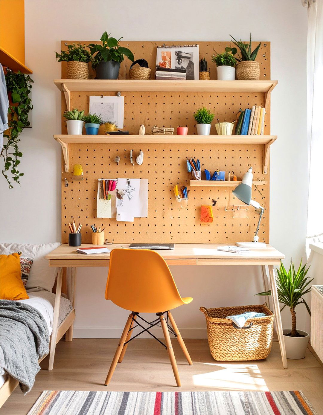 Pegboard Wall Organizer System - 30 small teen bedroom ideas