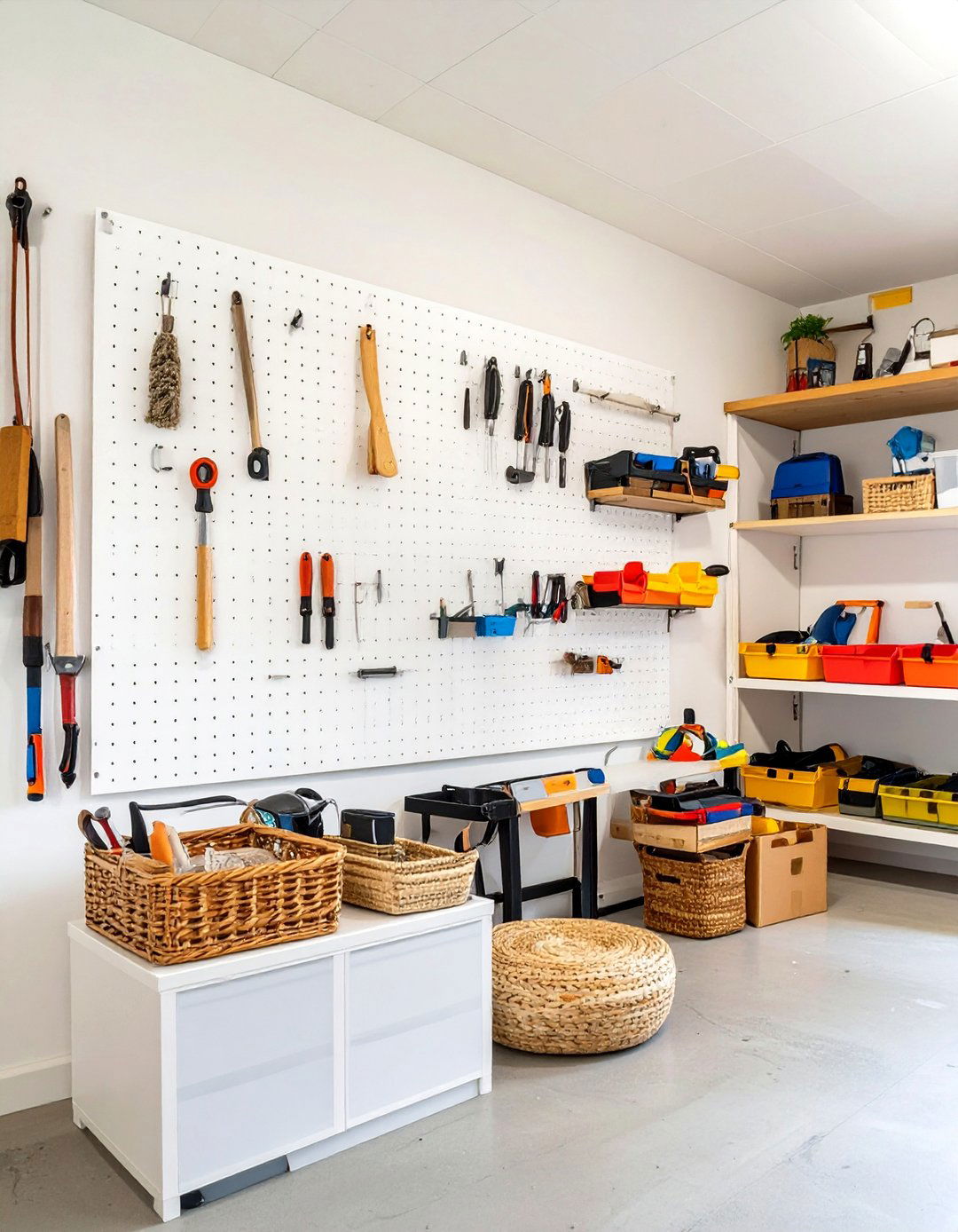Pegboard Wall Organizer for Hobbies and Crafts - 30 small garage man cave ideas