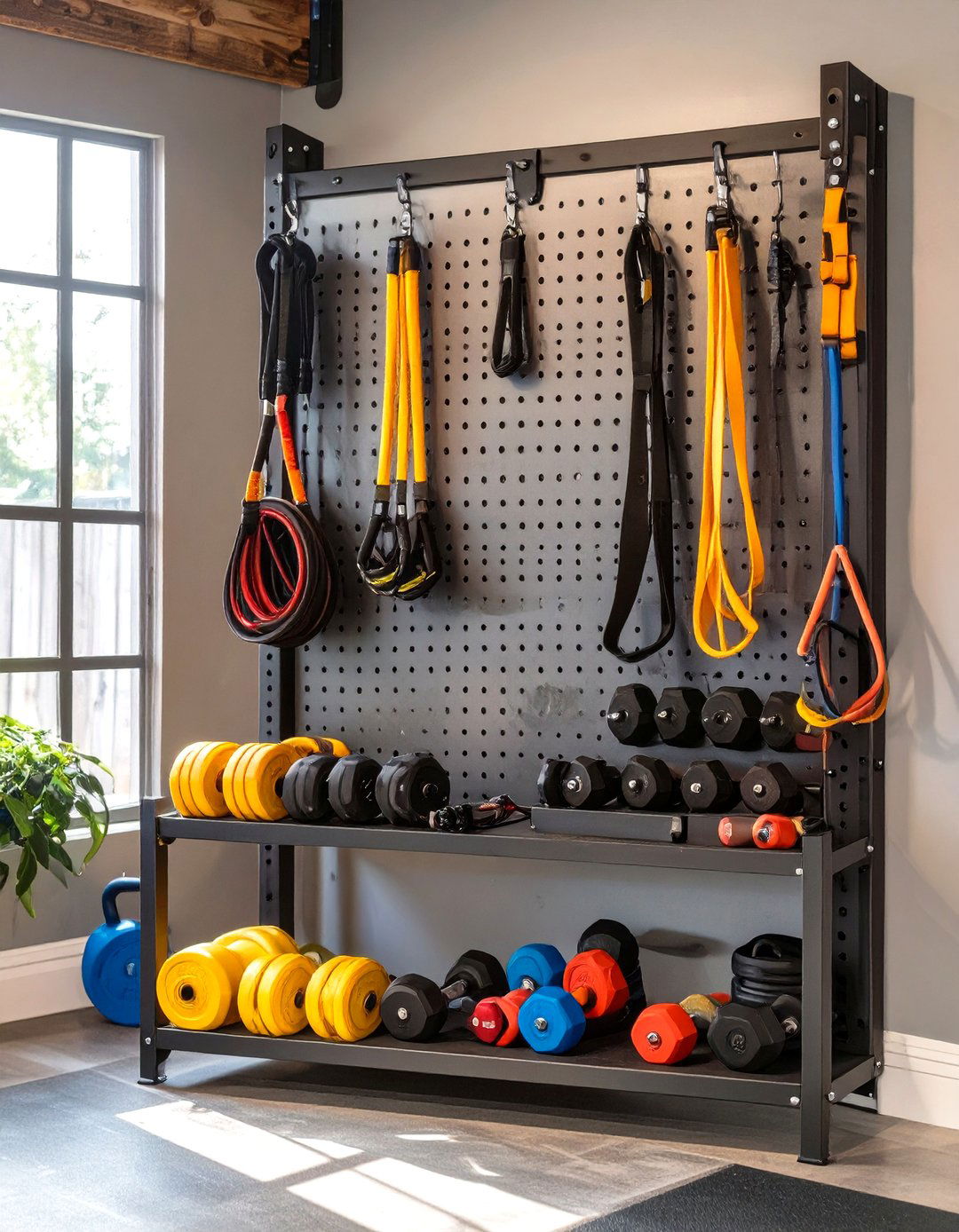 Pegboard Wall Organizer for Small Garage Gym Accessories - 30 small garage gym ideas