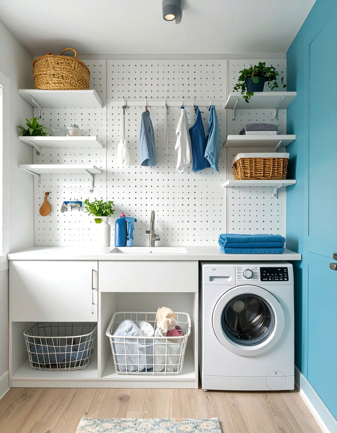 Pegboard Wall Organizer in a Small Laundry Room - 30 small laundry room design ideas