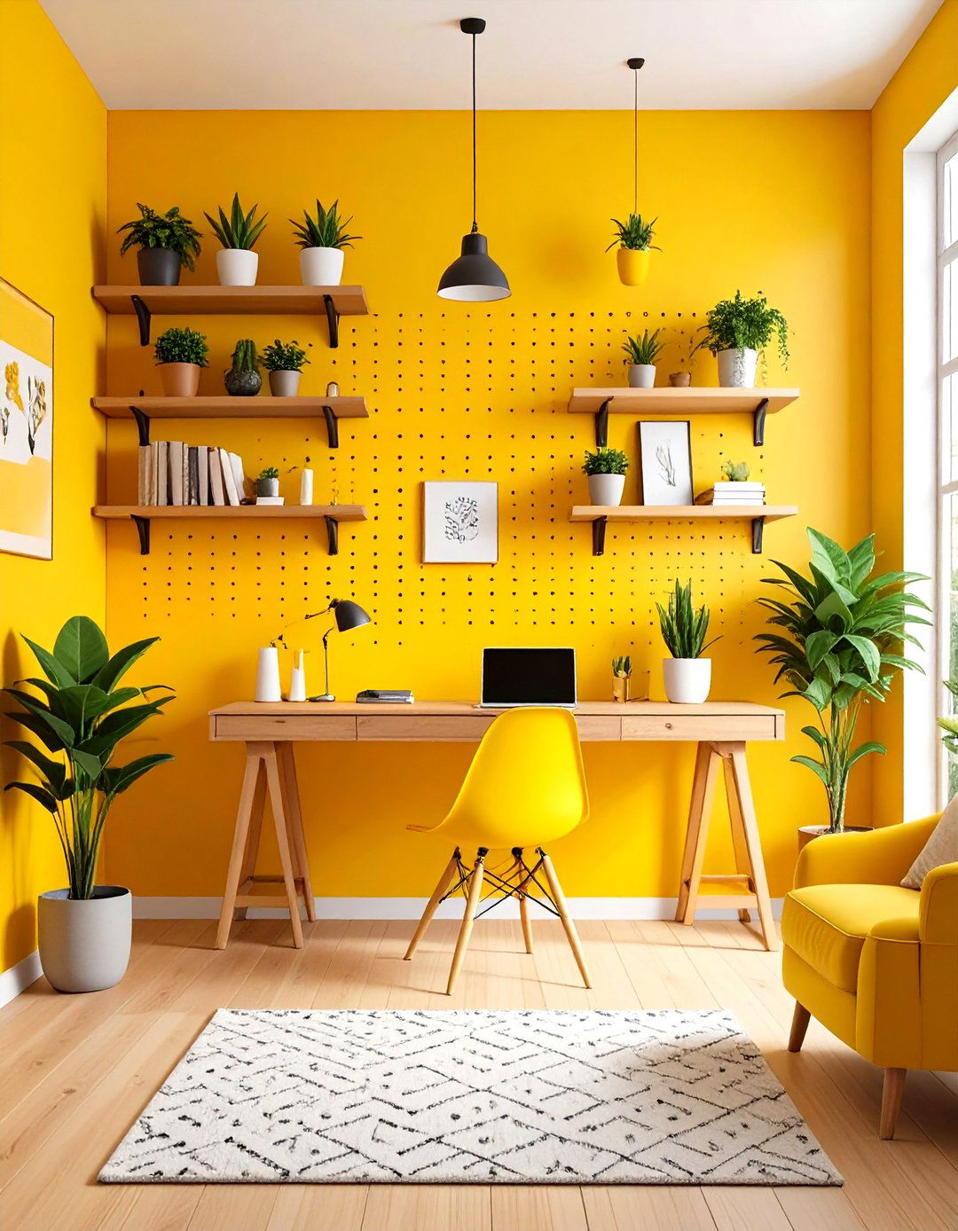 Pegboard Wall System - 30 living room accent wall decor ideas