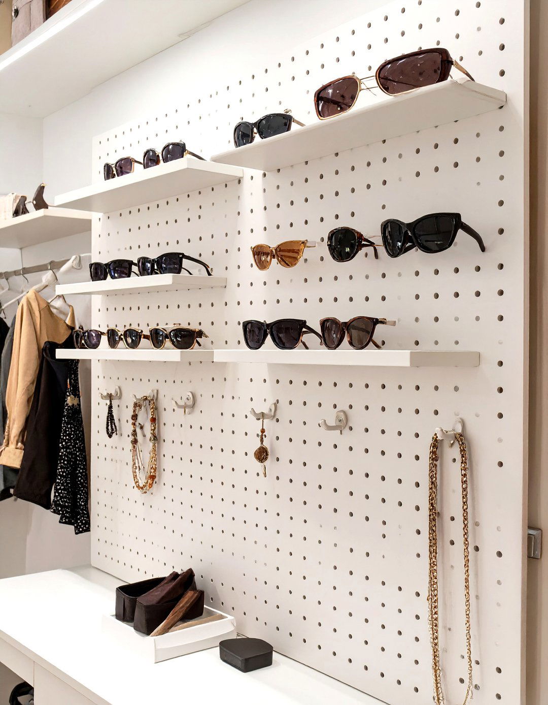 Pegboard Wall and Shelf System - 30 closet shelf ideas